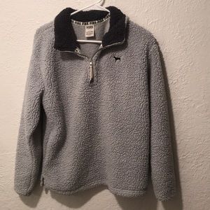 VS Pink - Light Blue/Gray Sherpa Pullover